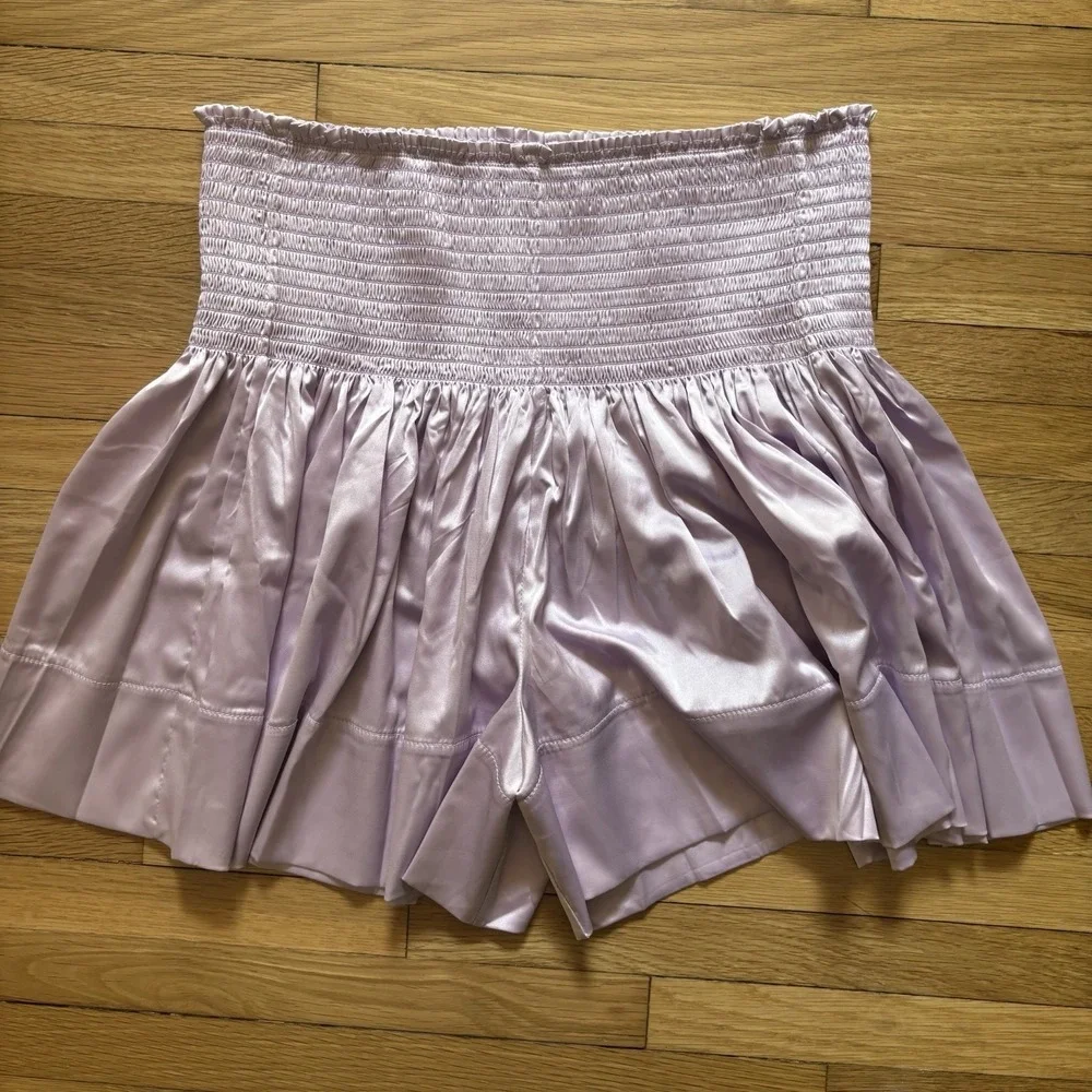 Natural Life Daisy Shorts Womens Medium Lavender High Waisted Silky Satin Cute